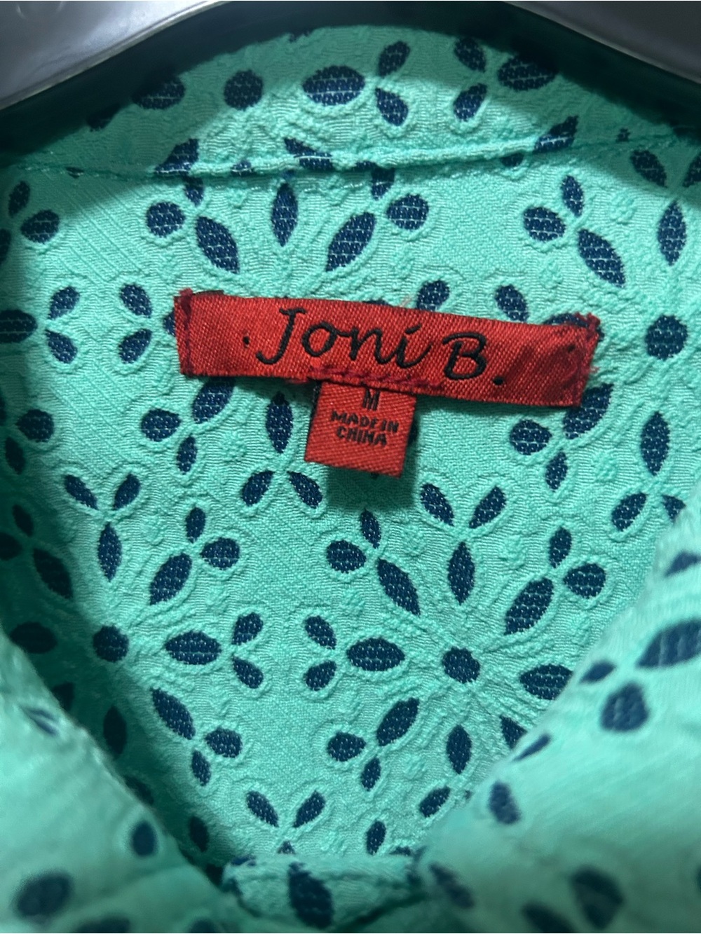 Joni B. Turquoise Eyelet Button-Up Jacket - Picture 2 of 7
